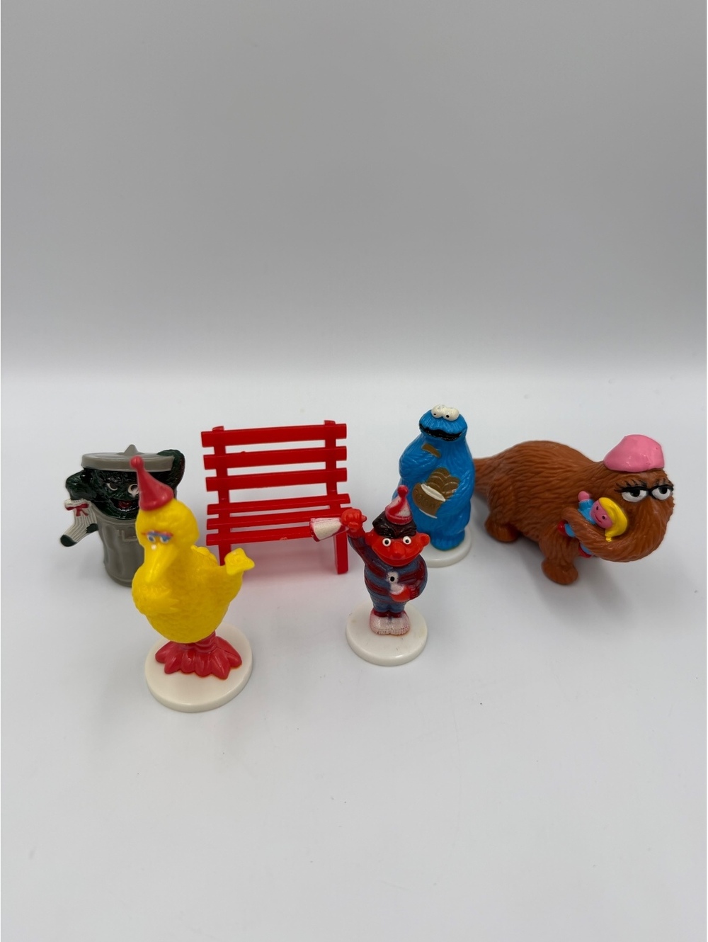 Vintage Sesame Street PVC Figure Lot with Bench